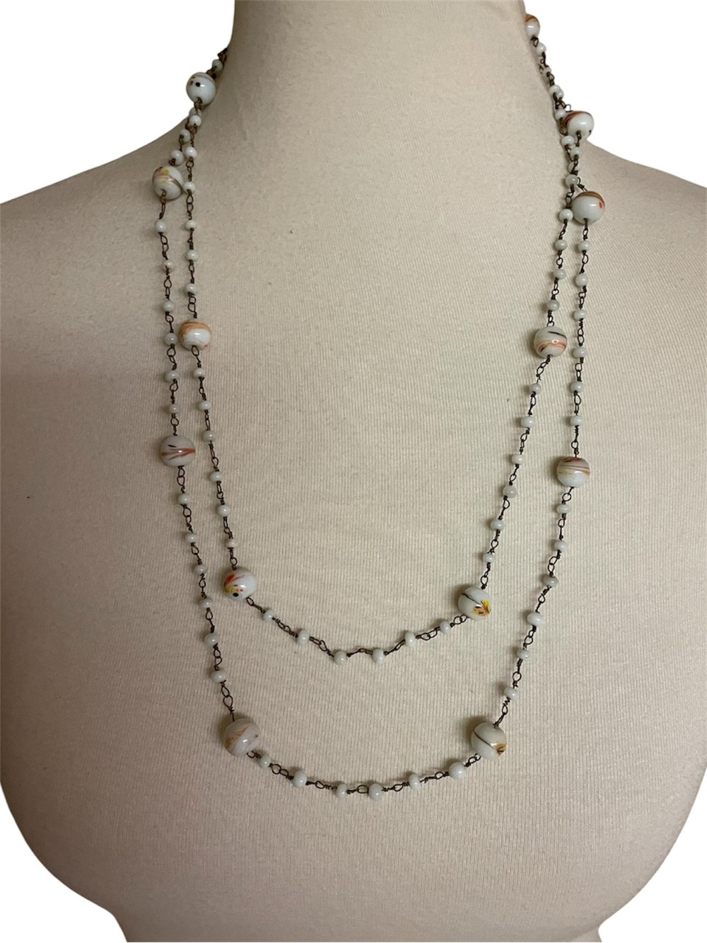 Vintage Glass Bead Wired Necklace